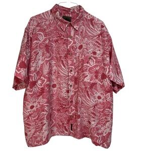 Flyshacker Clothing Co Hawaiian Shirt Mens XXL Pink White Floral Tropical